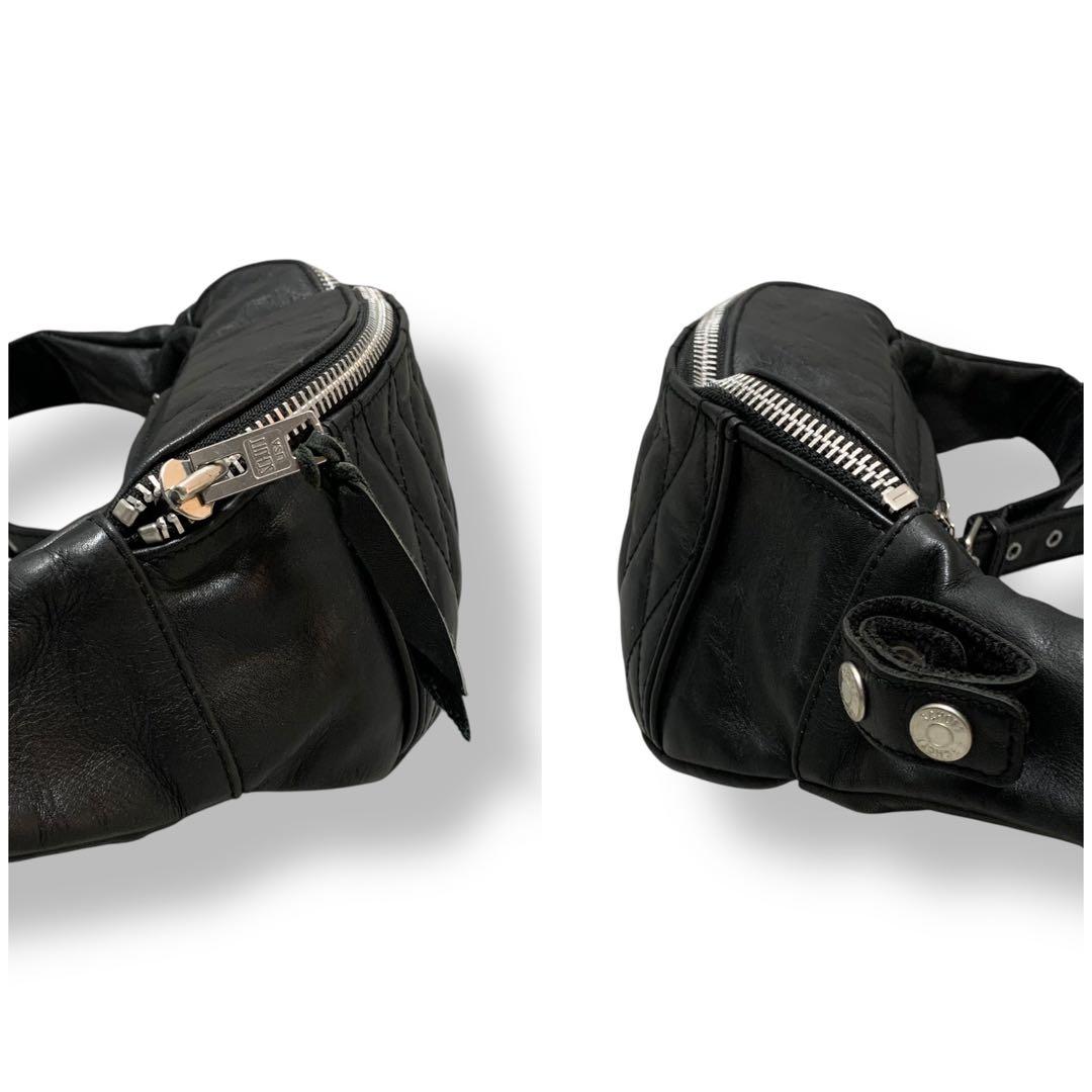 ショット SCHOTT ボディバッグ キルティング レザー 斜めがけ ブラック