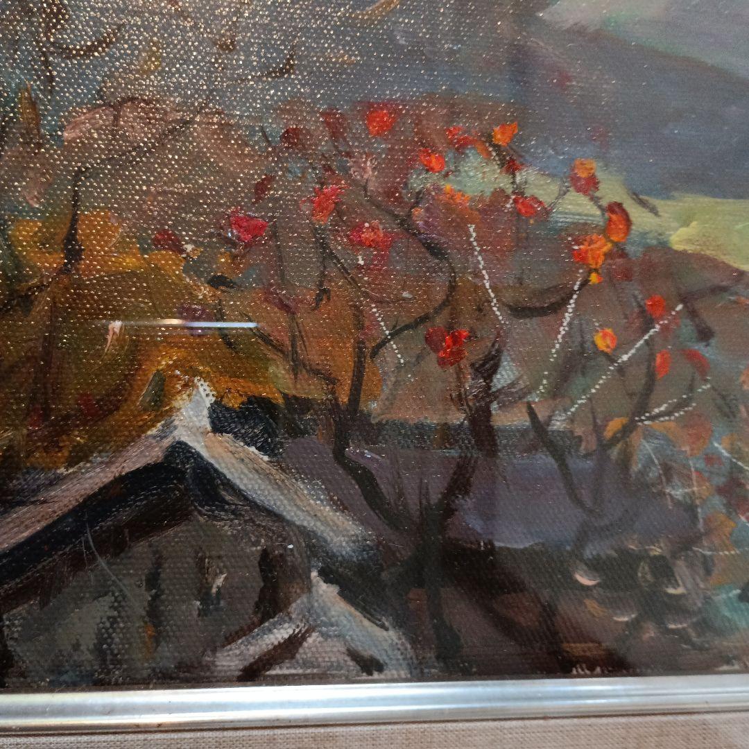 絵画 油彩 鈴木三五郎 S 秋の風景 F3 柿