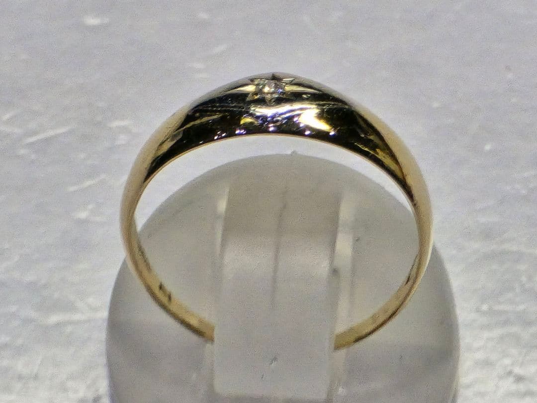 稀少品 甲丸 ダイヤ0.02 K18/プラチナ 2.2g 9.5号 リング