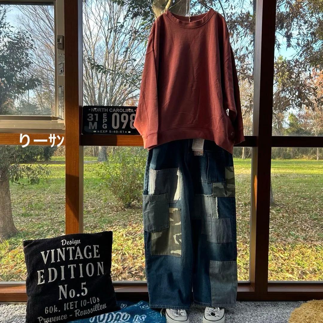 りーサン デニム×迷彩柄 パッチワークパンツ デニム×迷彩柄 パッチワークパンツ】 ST-225946 Brand：ミリロピュール