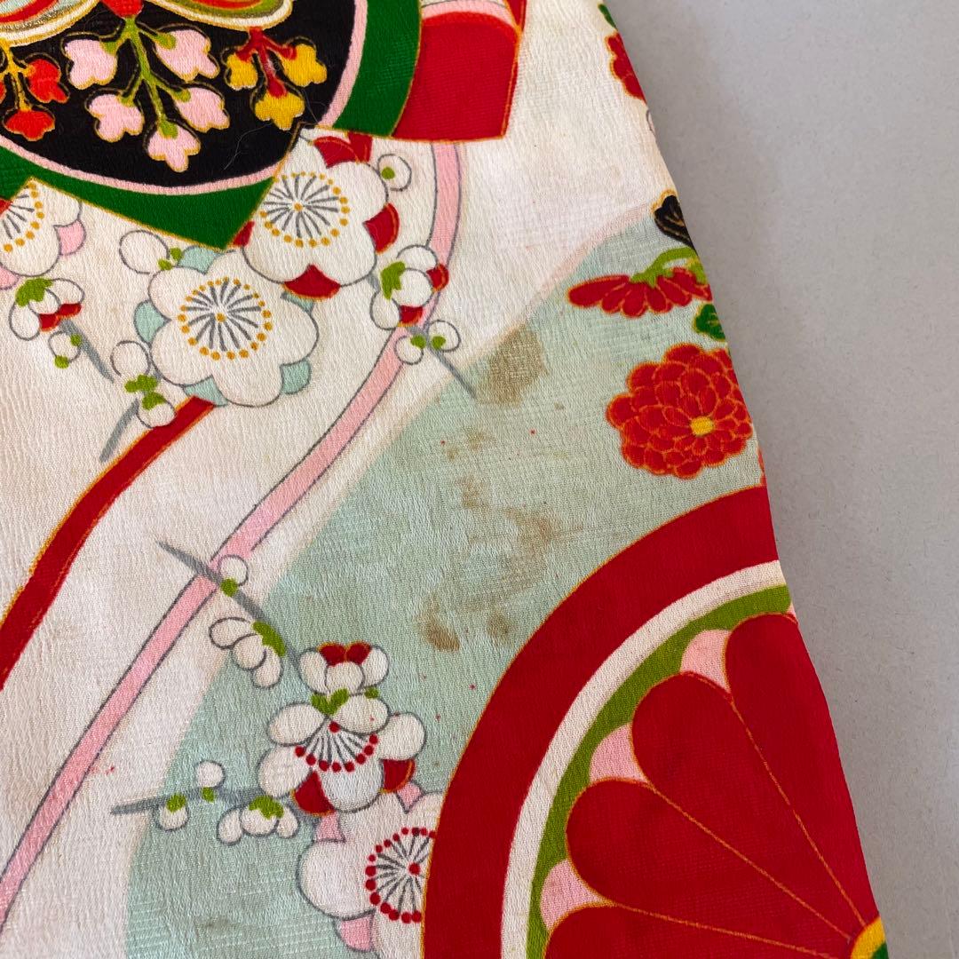 七五三 3歳 アンティークお着物と赤色正絹被布 - メルカリ