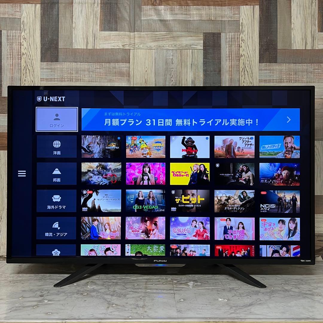 全国送料込❣️フナイ49型4K液晶テレビHDD録画機能搭載W裏録YouTube