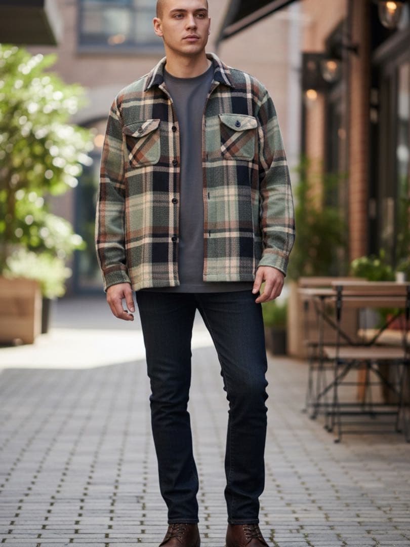 アウターノウン/ブランケットシャツ/肉厚ネルシャツ/ワークポケット