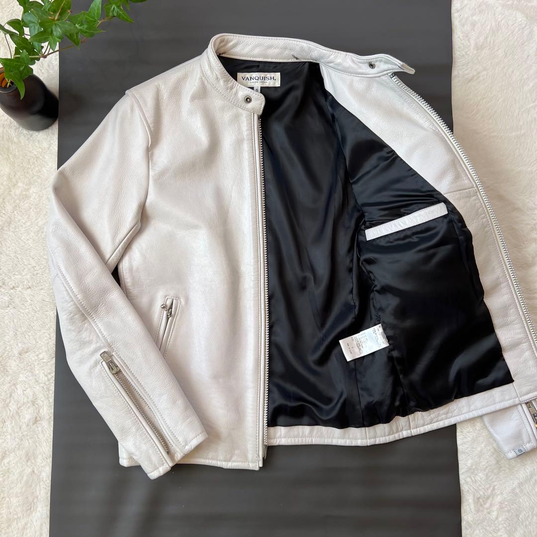美品✨ VANQUISH レザーシングルライダースジャケット S ホワイト