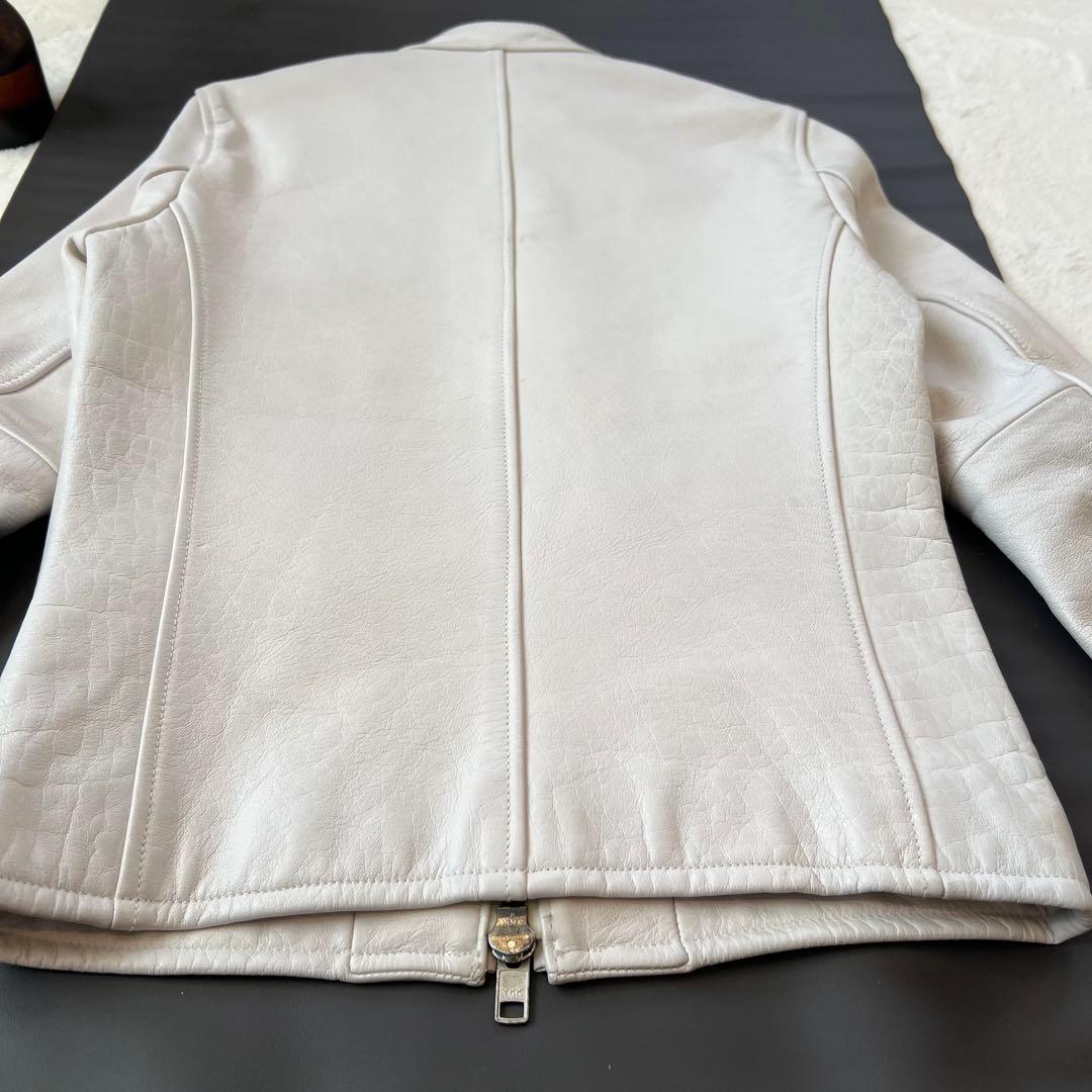 美品✨ VANQUISH レザーシングルライダースジャケット S ホワイト