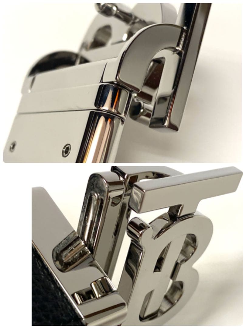 試着程度 定価8.3万 バーバリー リバーシブル レザー TBベルト TBロゴ