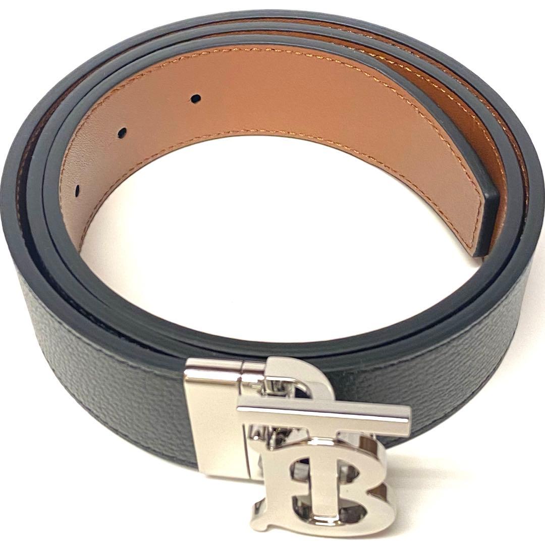 試着程度 定価8.3万 バーバリー リバーシブル レザー TBベルト TBロゴ
