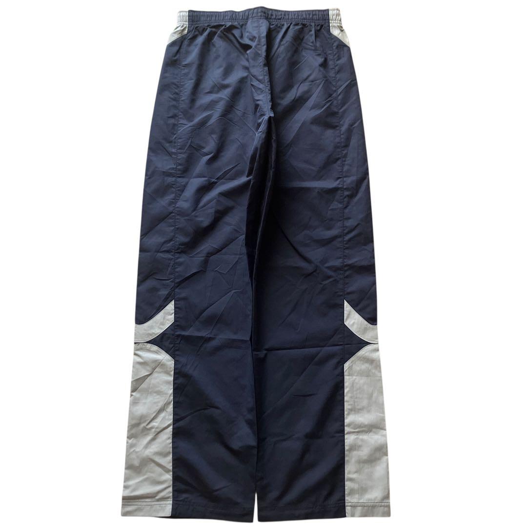 極太00s NIKE Lサイズ バギーナイロントラックパンツ ネイビー×グレー