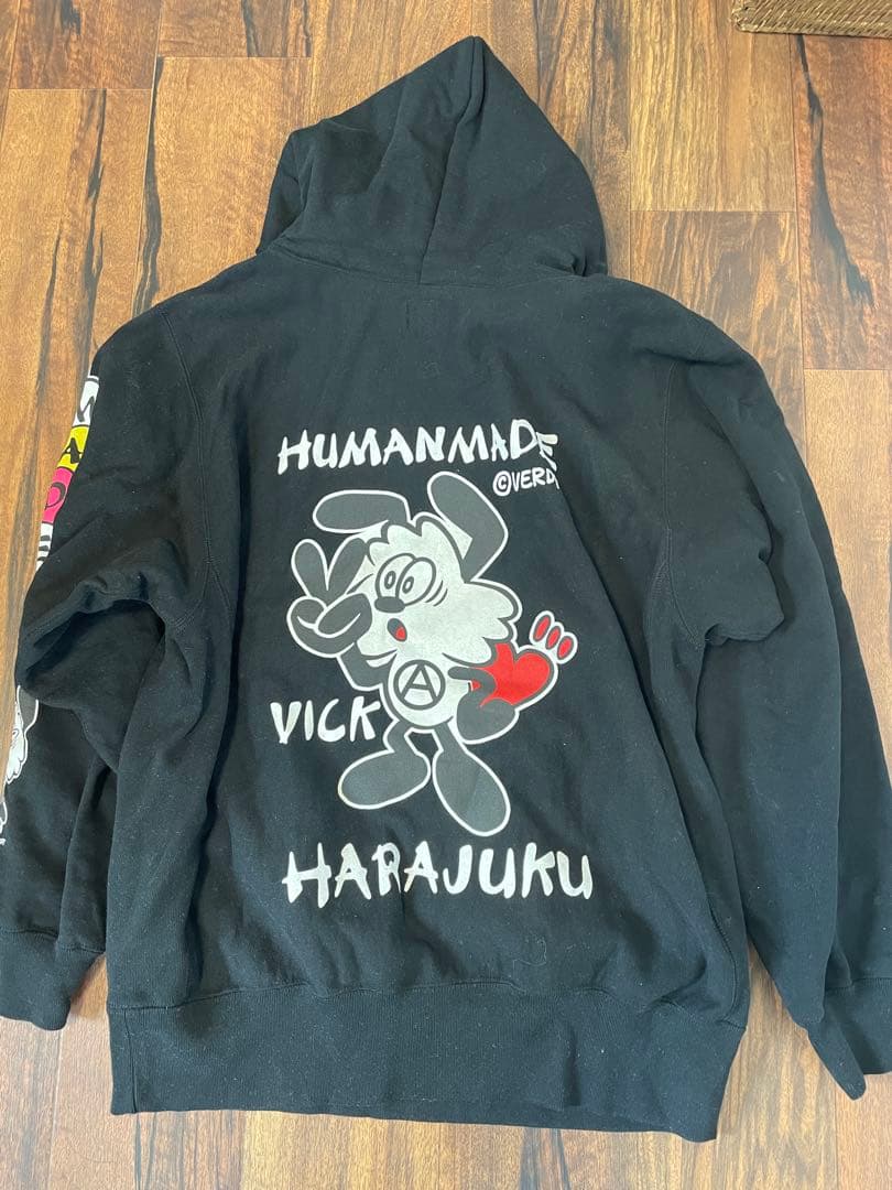 HUMAN MADE フード パーカー 原宿 ヒューマンメイド XL ブラック