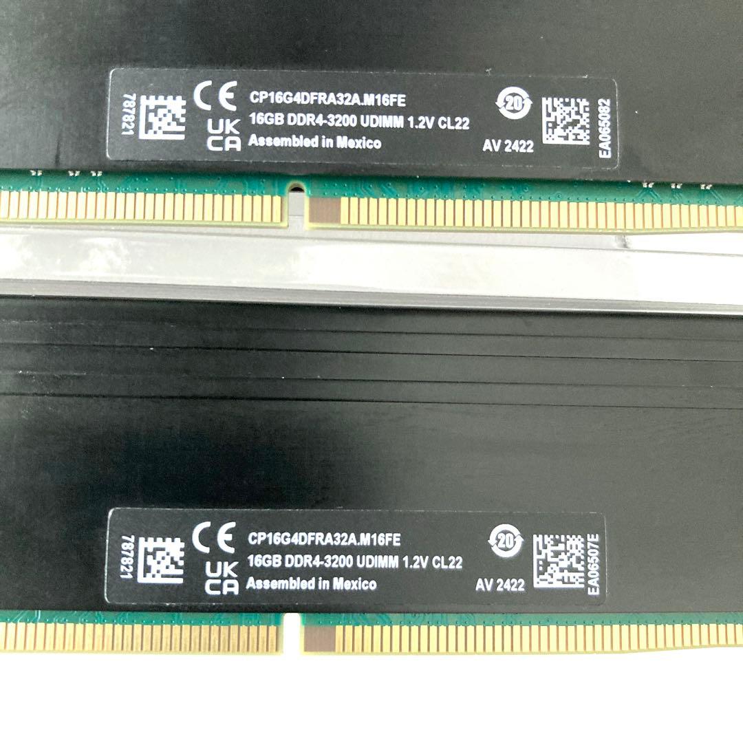 【動作確認済】 Crucial DDR4 16GB ×2（計32GB）