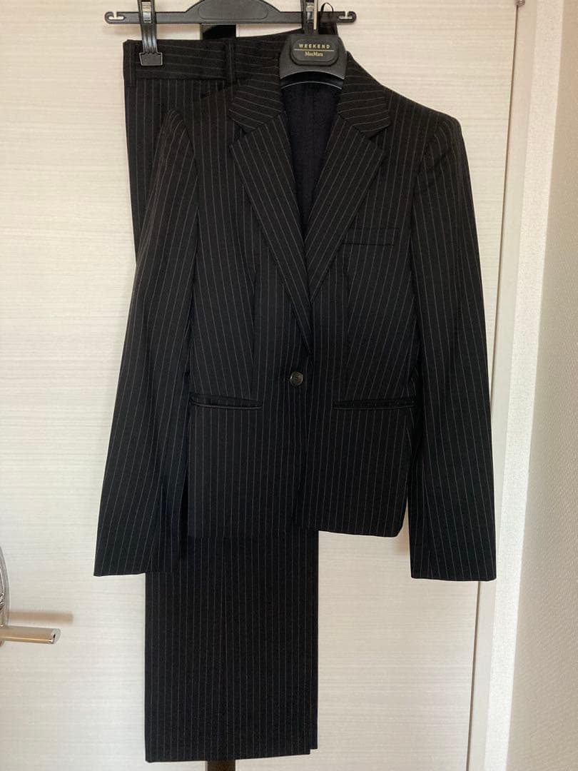 【UNTITLED ON CLOSET】ピンクストライプ ビジネスパンツスーツ わたしの推しパン《ワンタックストレートパンツ》《裾上げ済み