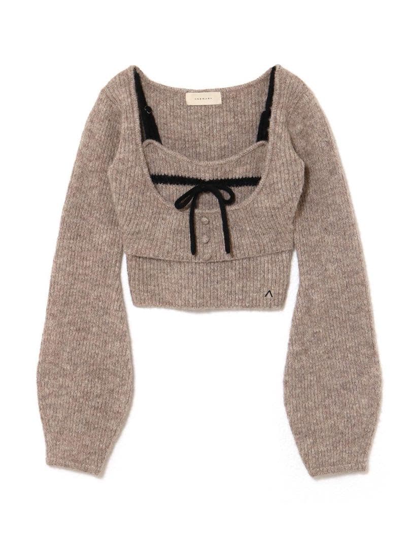 トップス ANDMARY Natalie ribbon set Mocha andmary Natalie ribbon set モカ - メルカリ