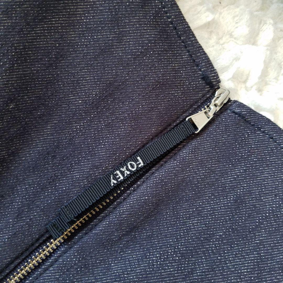 新品タグ付✨フォクシー 定価7万 デニムワンピース フレア 半袖 大きい