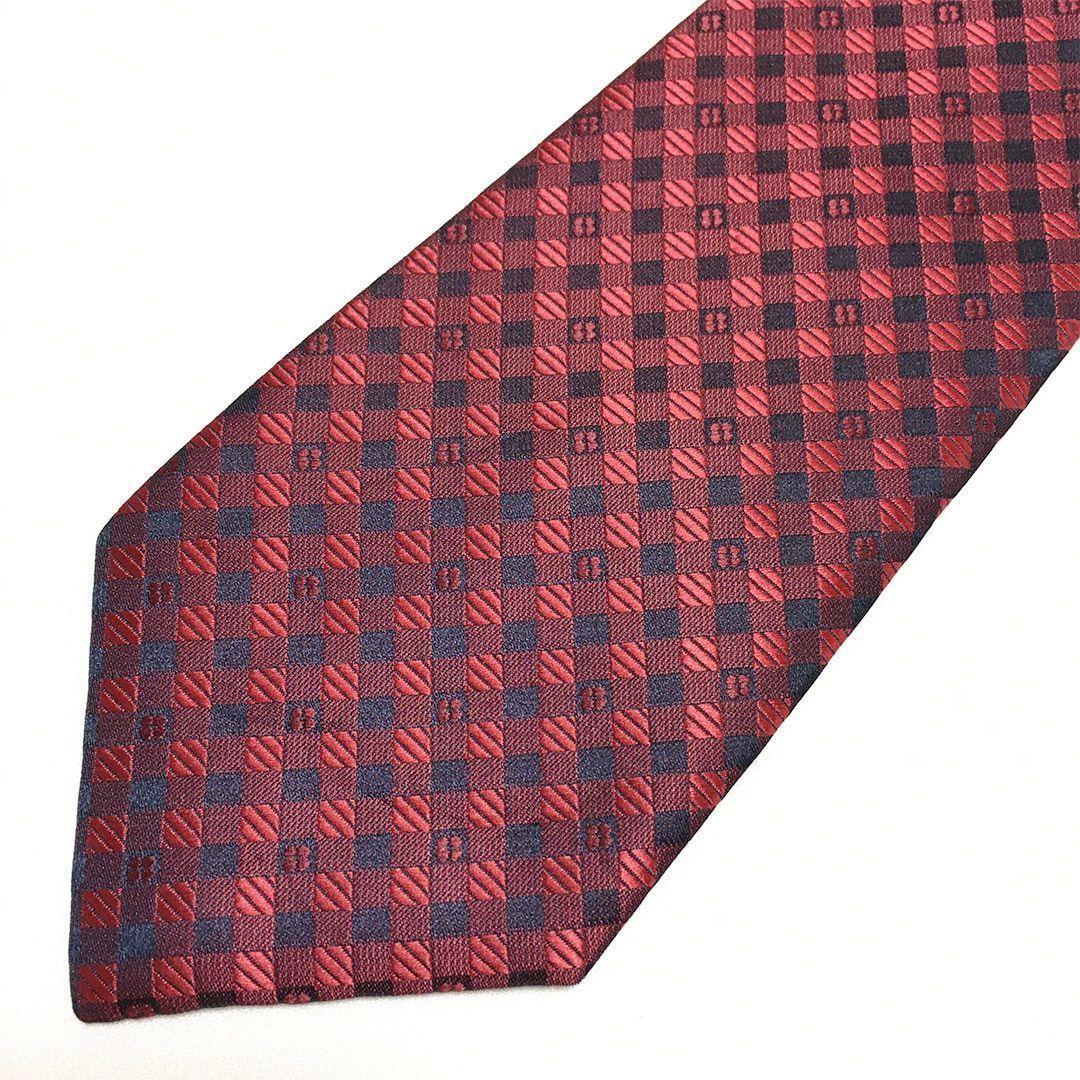 未使用級 ルイヴィトン Louis Vuitton ネクタイ レッド チェック柄