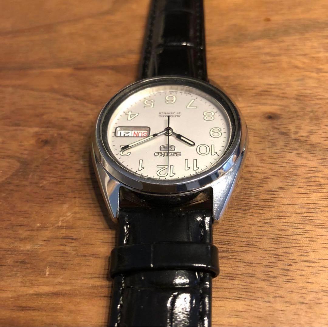 SEIKO】SEIKO5 自動巻 セイコーファイブ アラビア シルバー - メルカリ