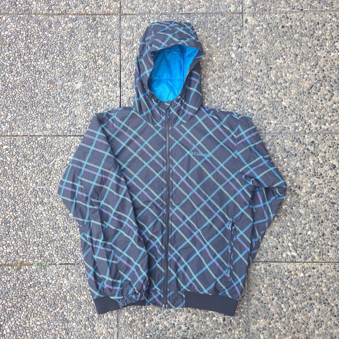y2k Columbia パフボンバージャケット チェック柄 短丈 ブラック