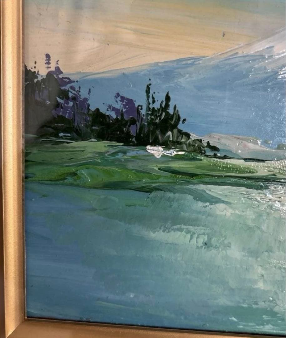 富士山と桜 油彩画“冬天到了，春天还会远吗？” - メルカリ