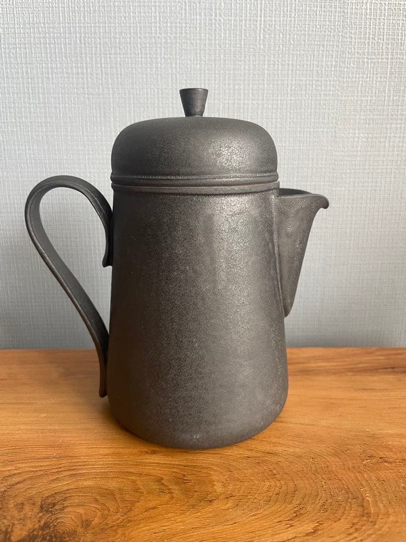 新品未使用 服部竜也 ペリカンピッチャー 黒釉 作家 ポット 器 紅茶