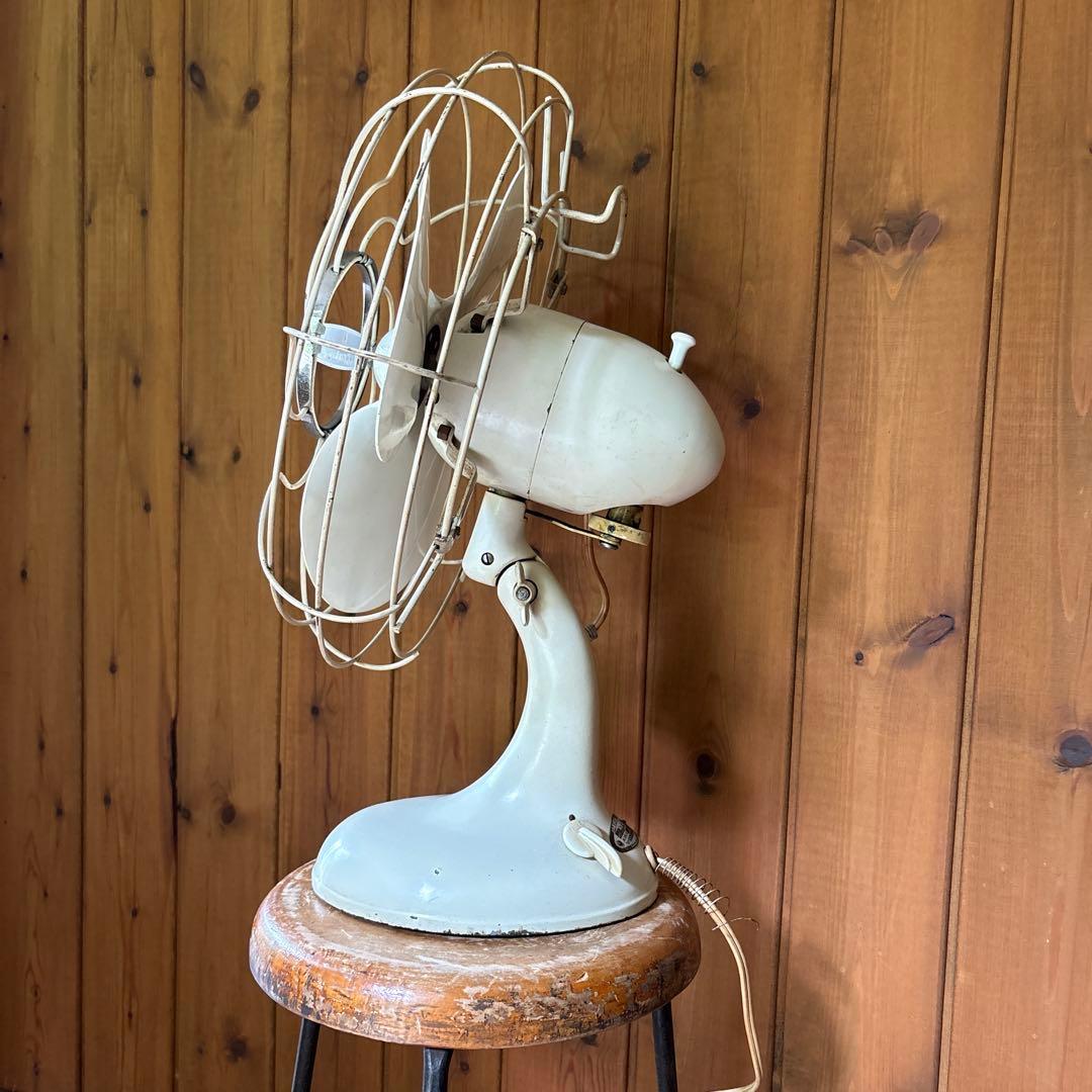 【MITSUBISHI】三菱電機 扇風機 昭和レトロ ホワイト 古道具ビンテージ