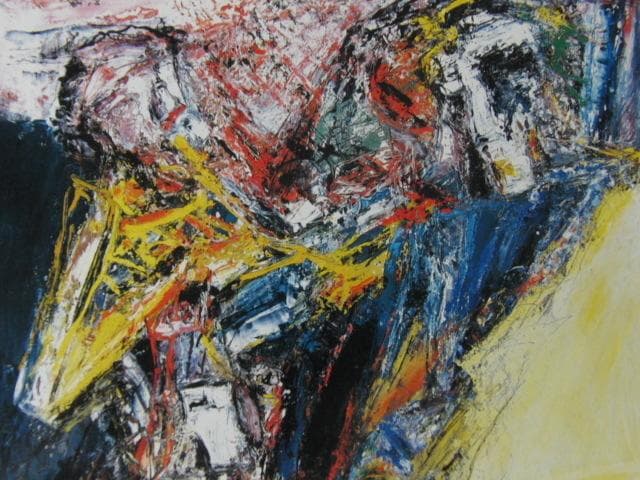 馬越陽子、【笛を吹くインド人】、希少な額装用画集より、新品額装付