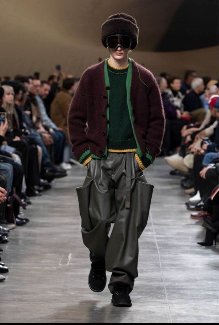 sacai サカイ 25AW レザーパンツ オリーブ サイズ1