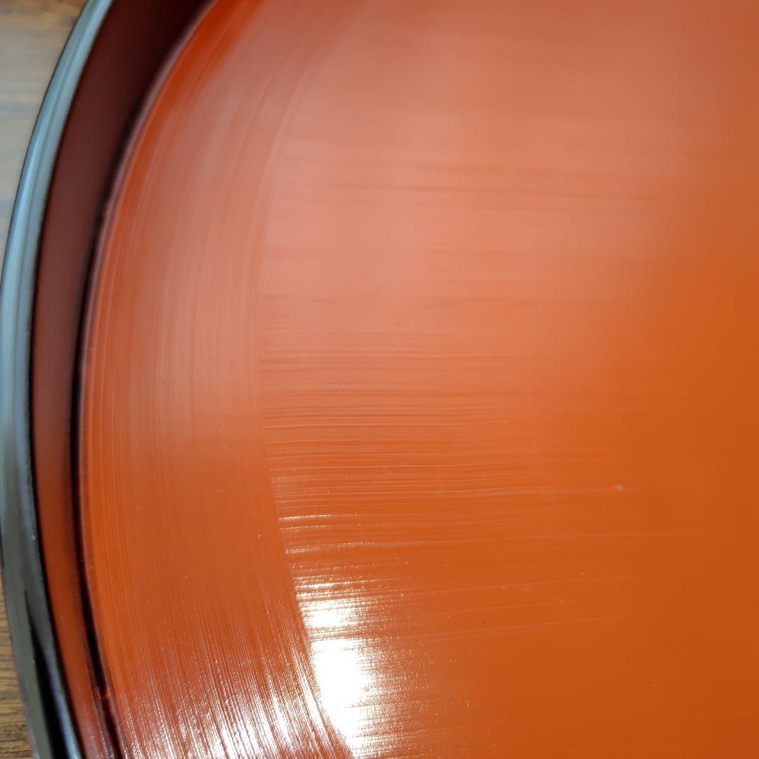 漆器 半円形深膳 5枚セット 朱色と黒 レトロ