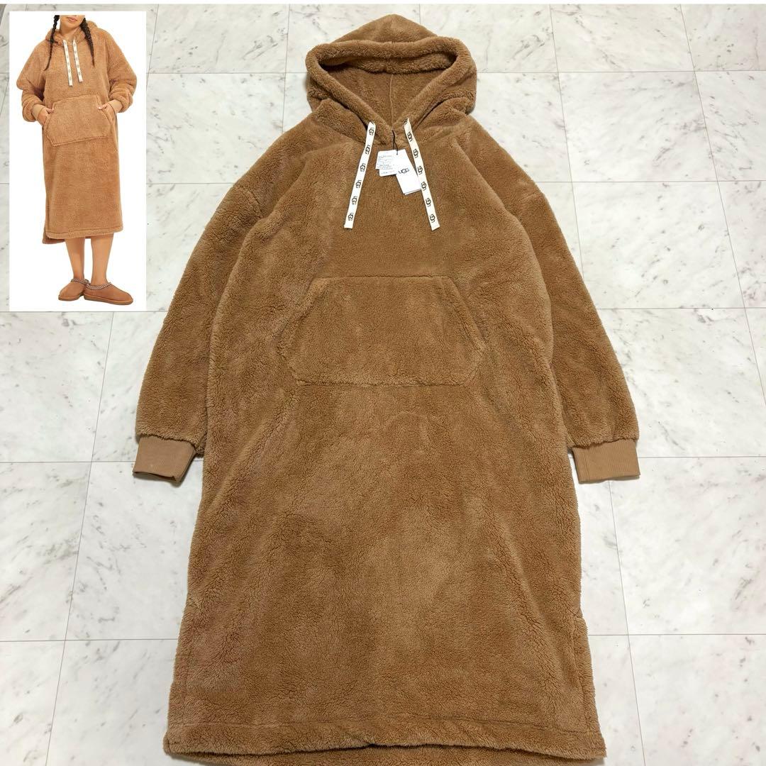 新品タグ付きUGG ボア モコモコ フード付き ワンピース キャメル 大きい L 新品タグ付きUGG ボア モコモコ フード付き ワンピース キャメル