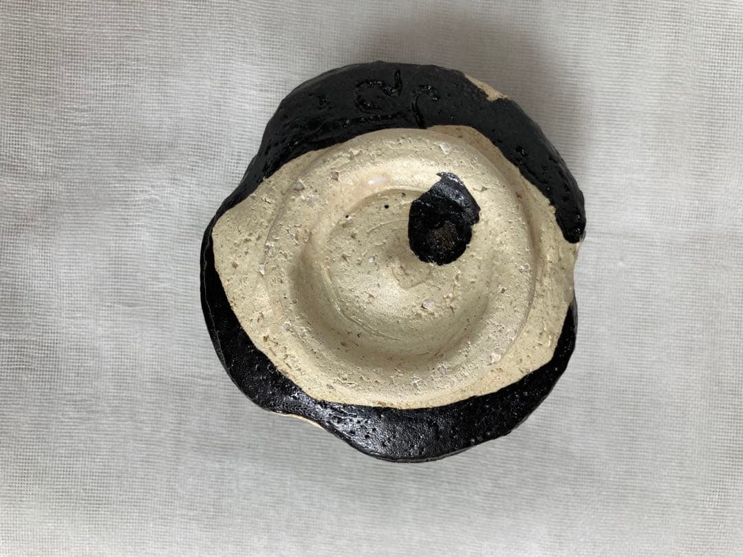 瀬戸焼／変形黒織部茶碗／B35 - メルカリ