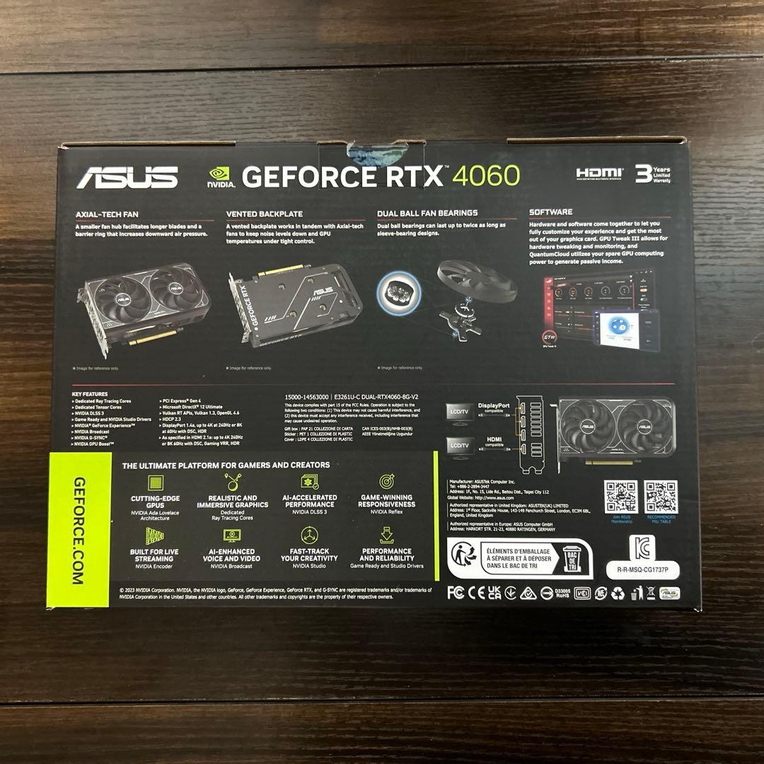 グラフィックボード・グラボ・ビデオカード ASUS GEFORCE RTX4060 8GB GDDR6