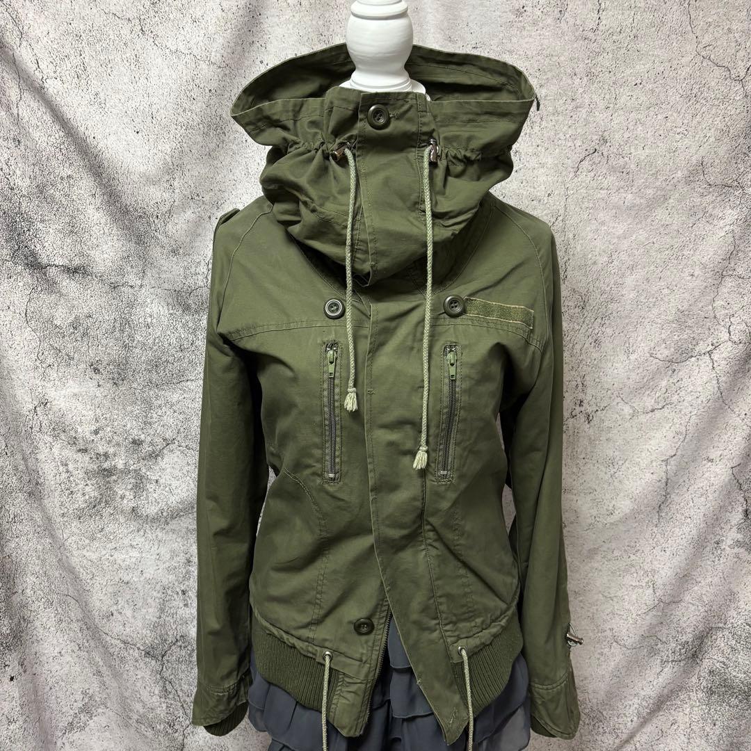 y2k00s 変形ミリタリージャケット ネオグランジ ギミック リブ