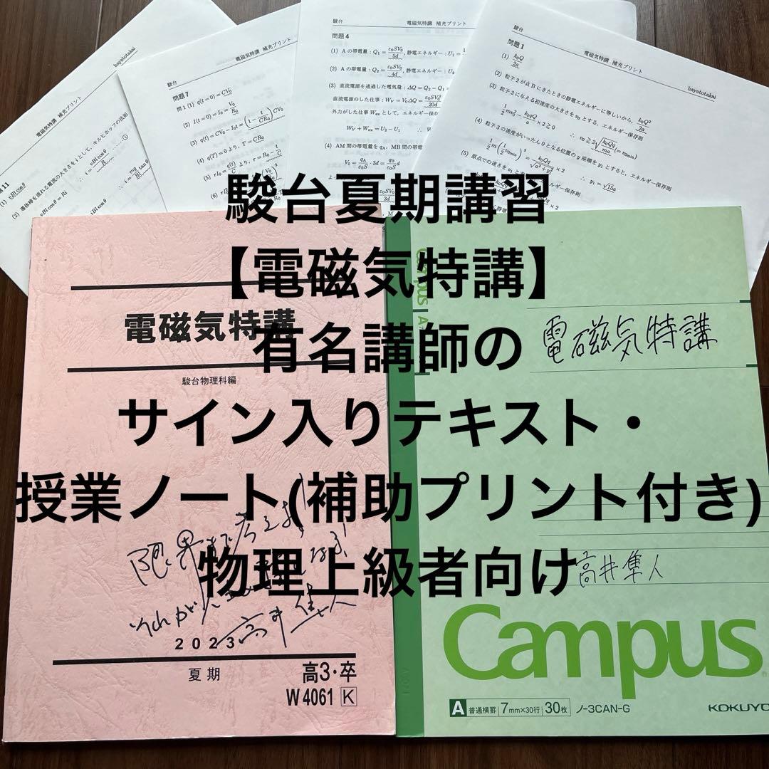 駿台 夏期講習【電磁気特講】テキスト・授業ノート - メルカリ