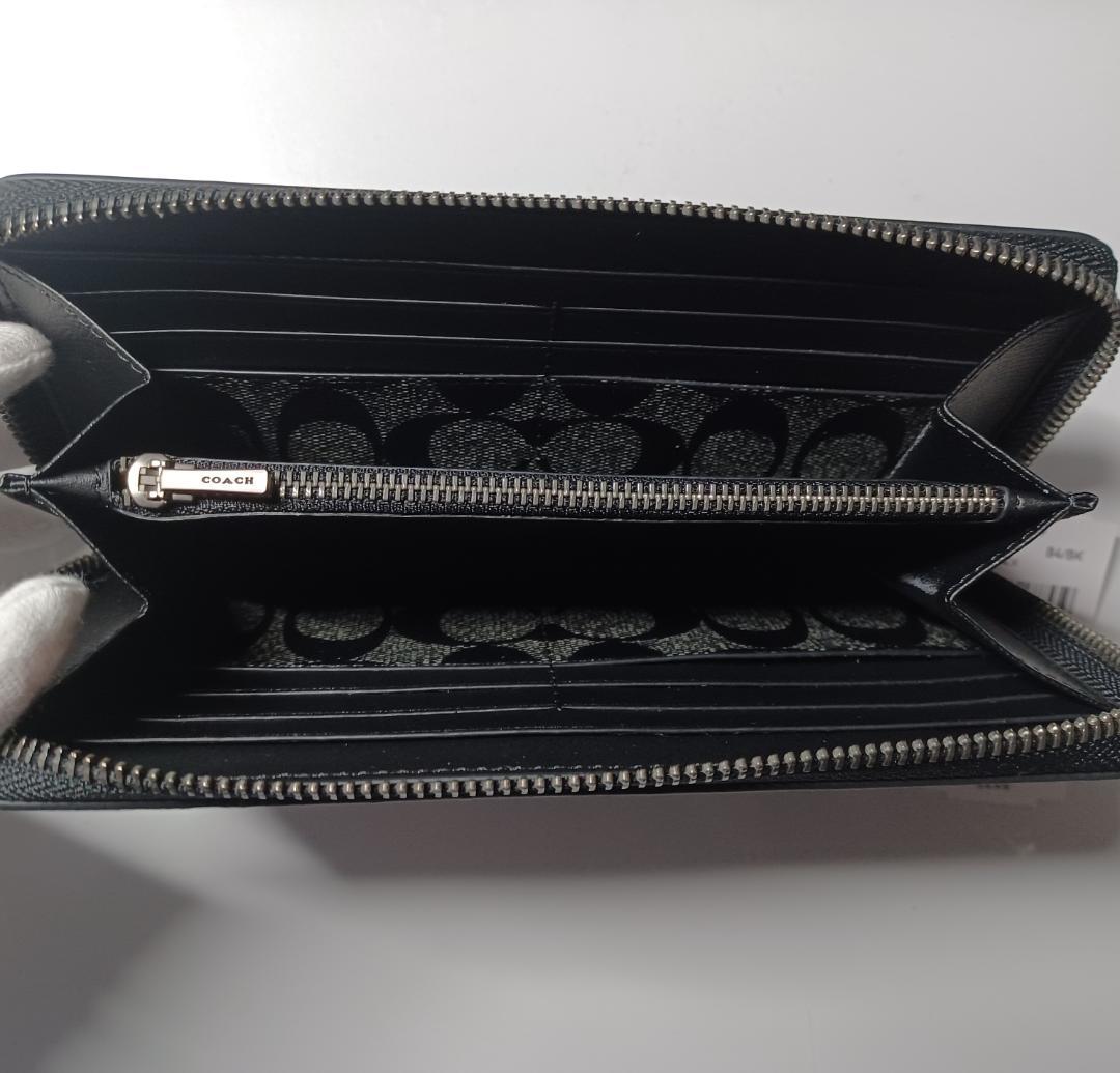 新品未使用 COACH ブラック ラウンドジップ 長財布 あんしん鑑定利用