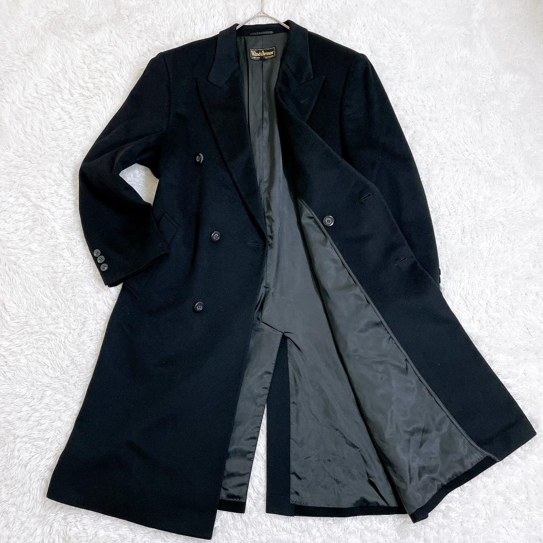 WIND ARMOR ダブルチェスターコート カシミア100% マキシ丈 黒 L