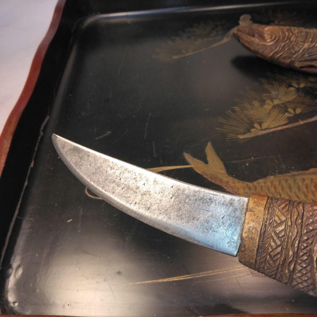 アイヌマキリ イクパスイ 木製魚の彫刻 北海道 骨董昭和。