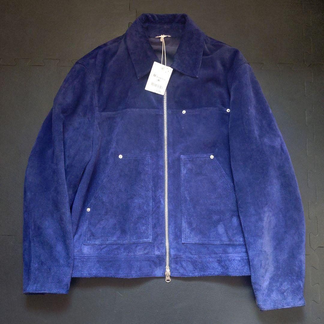 未使用 ZARA 本革 スプリットスエードレザージャケット ネイビーブルー