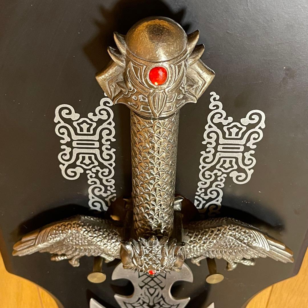 希少】金属製 洋剣 模造剣 デスブリンガー エクスカリバー 悪魔 飾り台