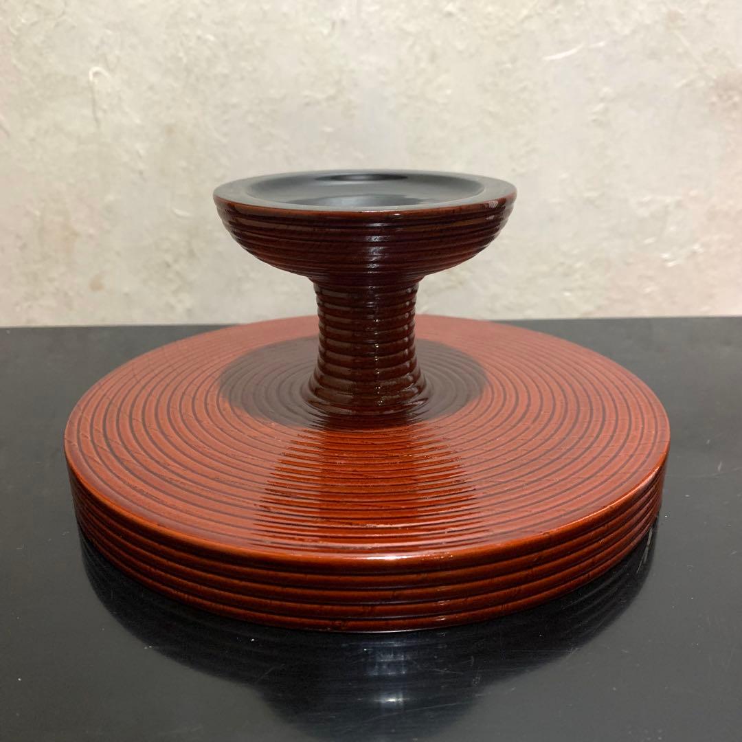 独楽干菓子器 ﻿茶道具 高杯 朱塗 菓子器 漆器 干菓子器 共紙箱入り