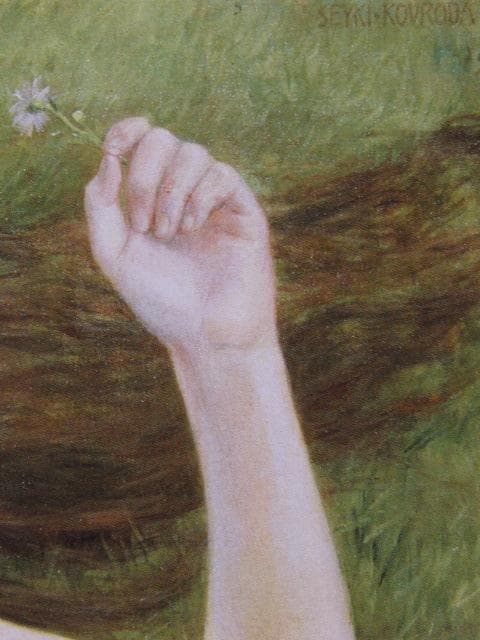 黒田清輝、【野辺】、新品高級額 額装付、年代物・希少画集画、状態