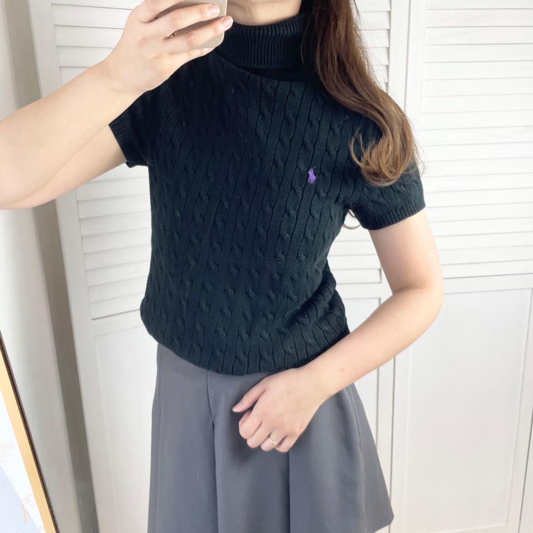 専用ラルフローレン コットンケーブルニット 半袖 タートルネック