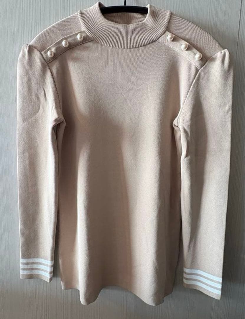 ボーダーズアットバルコニー パール付きニット ベージュ36