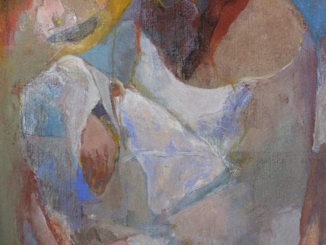 現代アート 斎藤静輝 直筆サイン『女の像』キャンヴァスに油彩 0418N