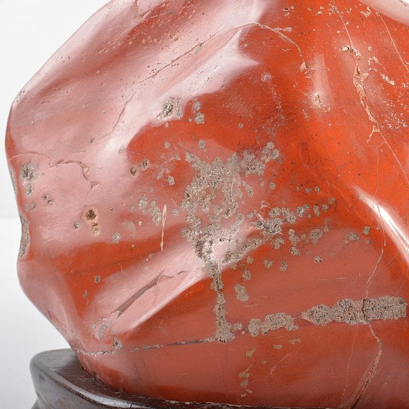 天然石 鑑賞石 佐渡赤玉石 赤石 置物 重さ約2.5㎏ 唐木台付 C R6924