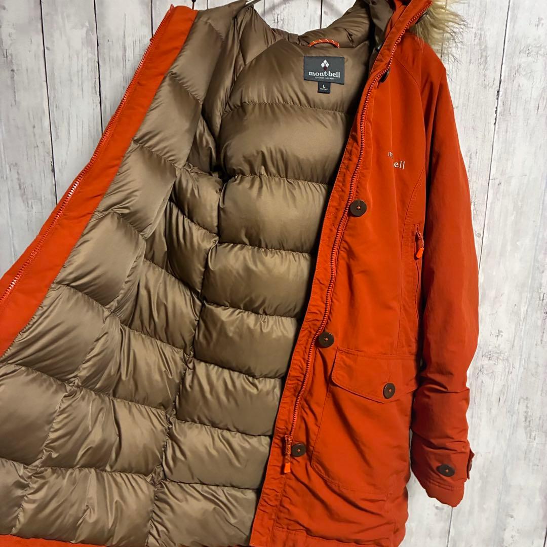美品☆ 現行モンベル☆オレンジ☆ハスキーコート ダウンレディース L