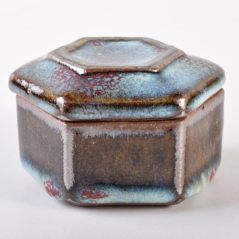 茶道具 河井貫次郎作 呉洲 八角盒子 香合 共箱 M R8046