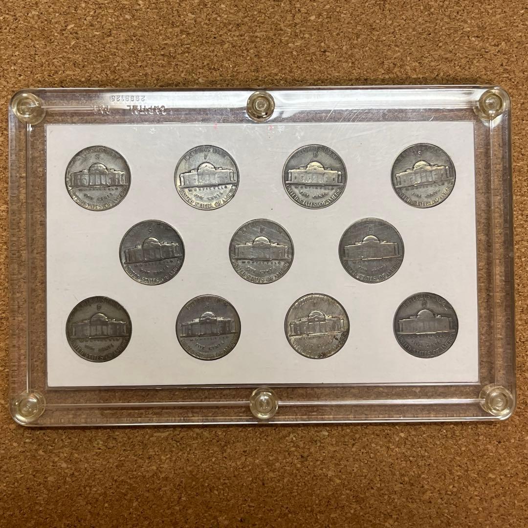 ウォータイム・ニッケル】［銀貨］5セント アメリカ ジェファーソン 銀350