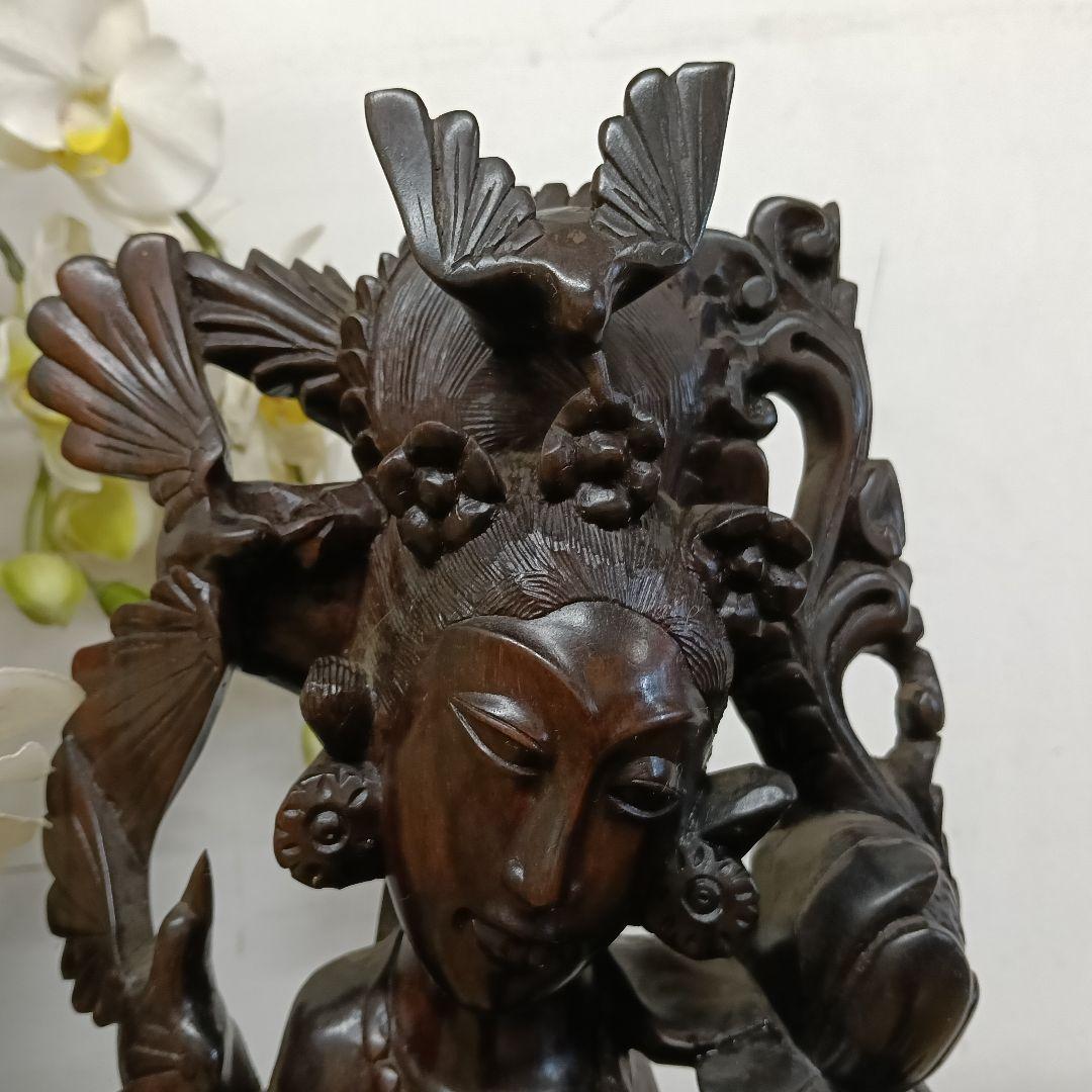 インドネシア バリ島 木彫 黒檀 女神踊り子 置物 オブジェ62cm AK43