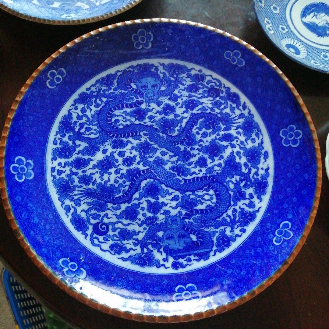 伊万里　染付大皿3枚まとめ売り　30.5～39cm　明治～大正期 36f042f5307564524a40dc829f2db3