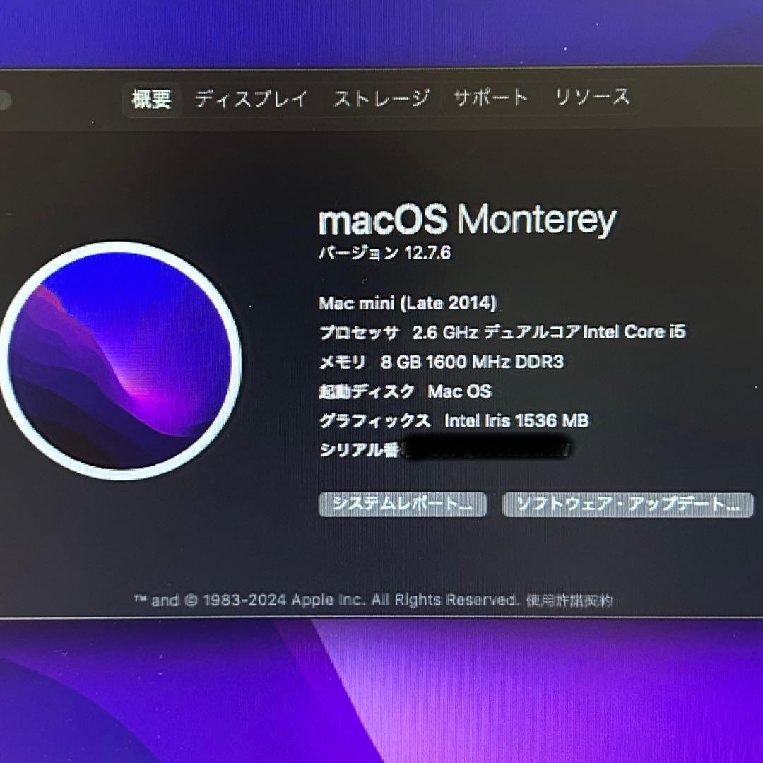 Macデスクトップ Mac mini(Late2014)i5 2.6GHz 8GB SSD250GB