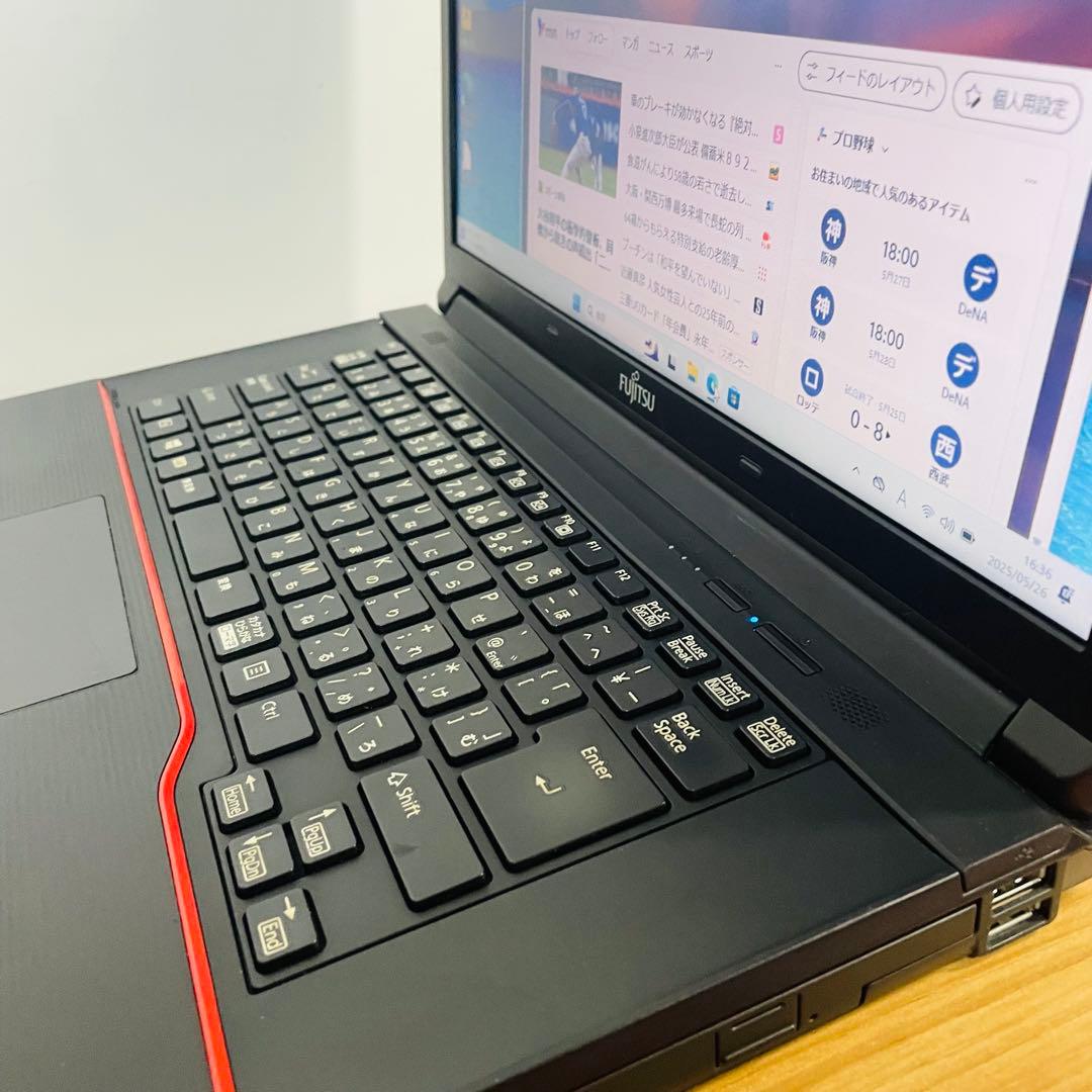 爆安　快適富士通ブラックSSDノートパソコン オフィスDVD