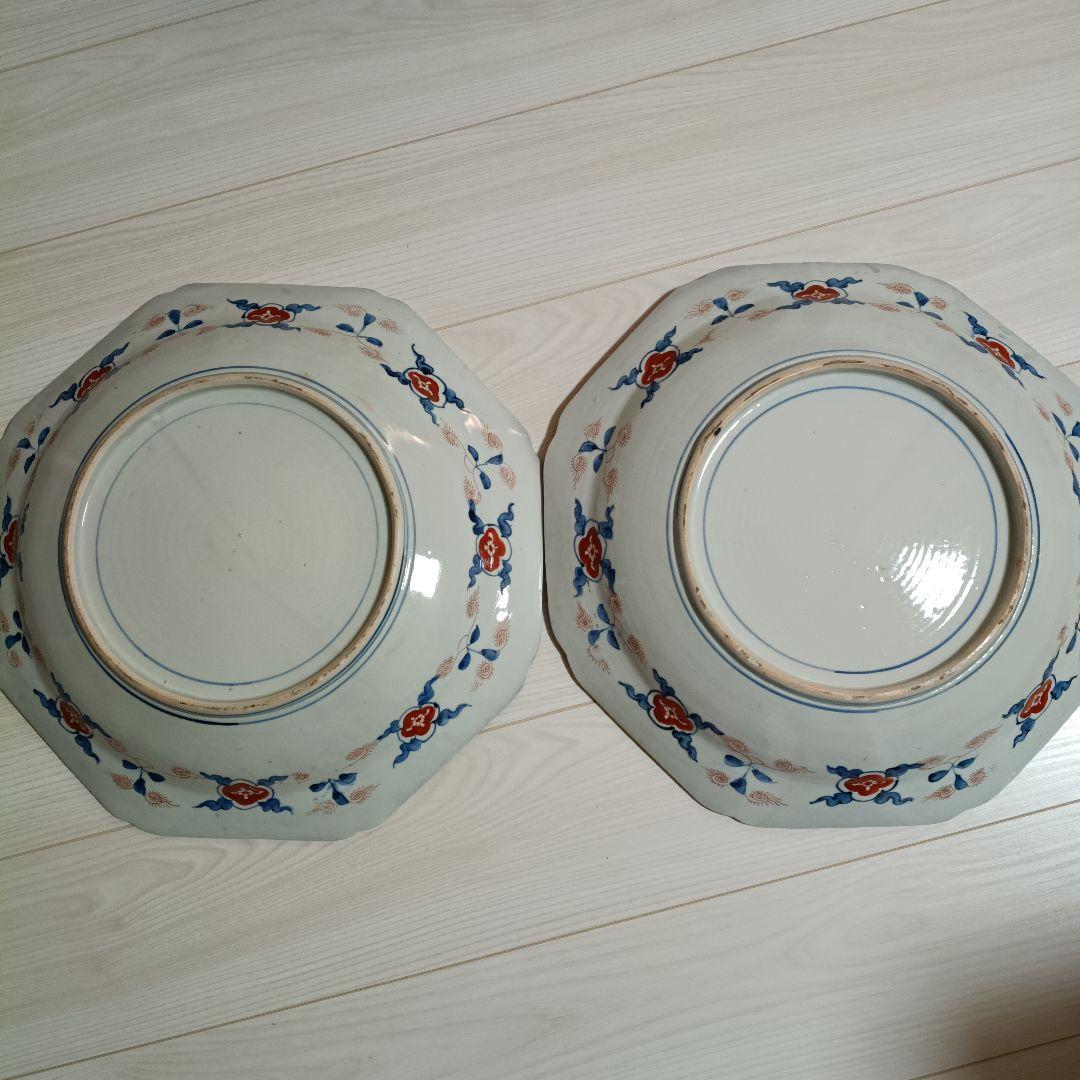 古伊万里 大皿 飾皿 直径約41cm 2個セット 木箱あり k8 伊万里